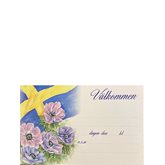 Inbjudan välkommen med flagga & blommor