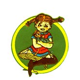 Pippi Långstrump sitter i skräddarställning