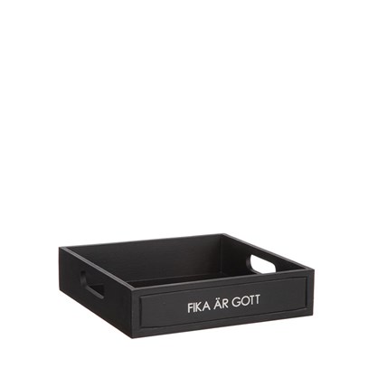 Trälåda Fika är gott Svart