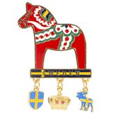 Kylskåpsmagnet Dalahäst med berlocker & sköld