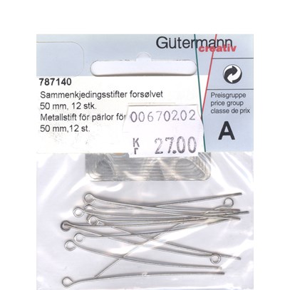 Metallstift för pärlor silverfärg