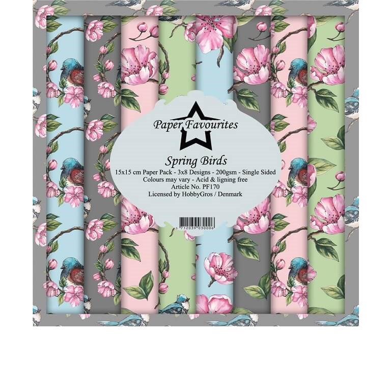 Scrapbookingpapper - 15x15cm - Spring Birds