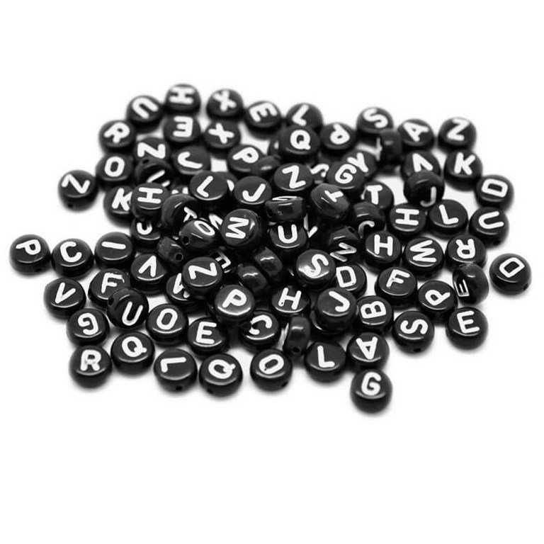 Alfabetpärlor - Svarta - 350st