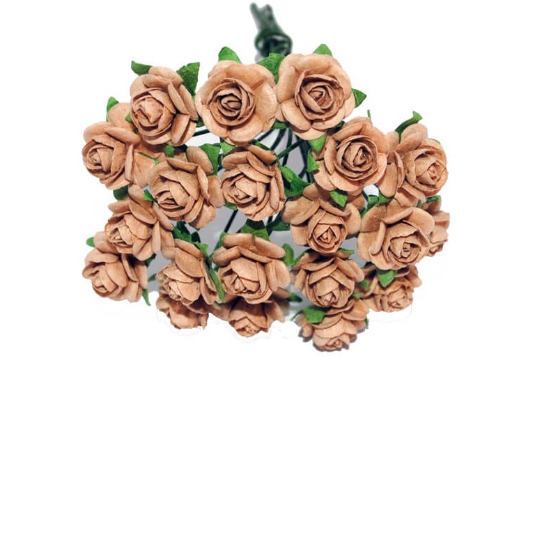 Pappersrosor - 1cm - 20st - Ljus Bruna