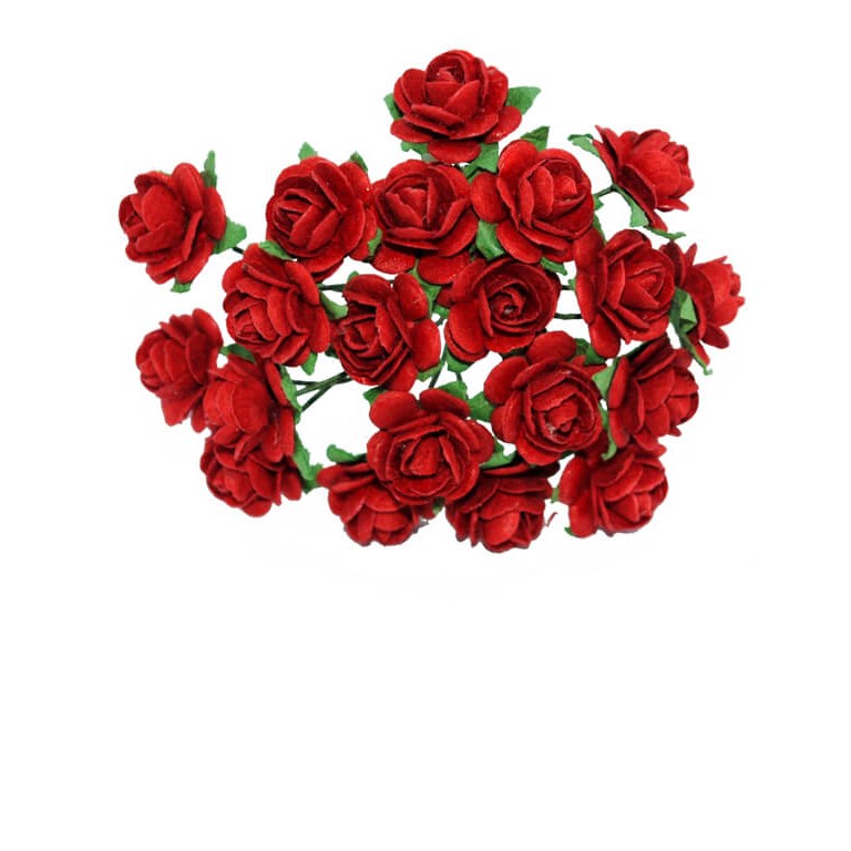 Pappersrosor - 1cm - 50st - Röda