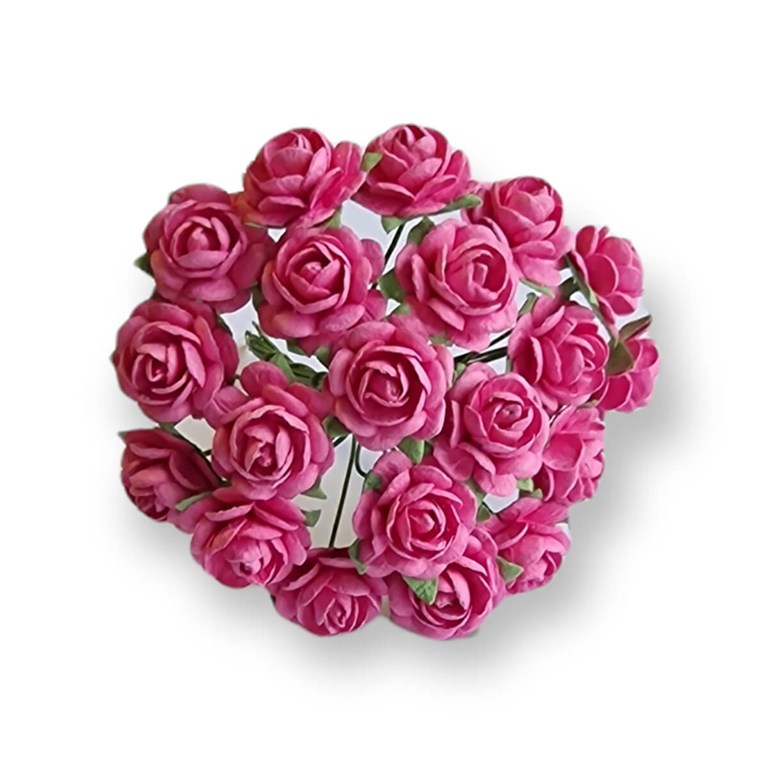 Pappersrosor - 1,5cm - 20st - Klar rosa