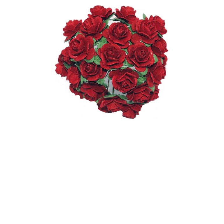 Pappersrosor - 2cm - 50st - Röda