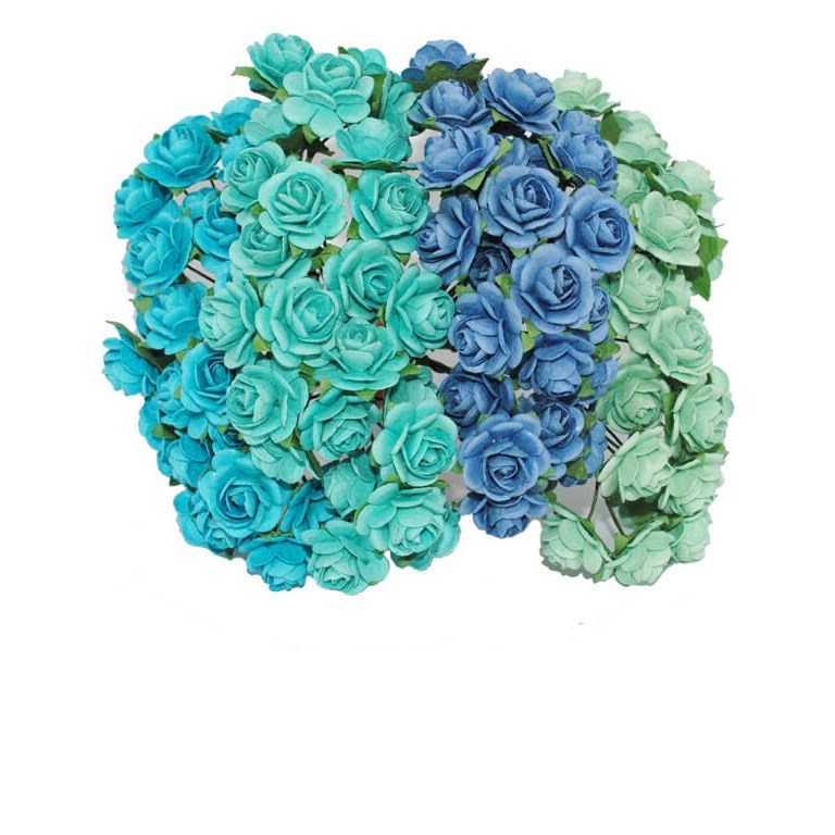 Pappersrosor - Mixade -  1cm - 100st - Blå