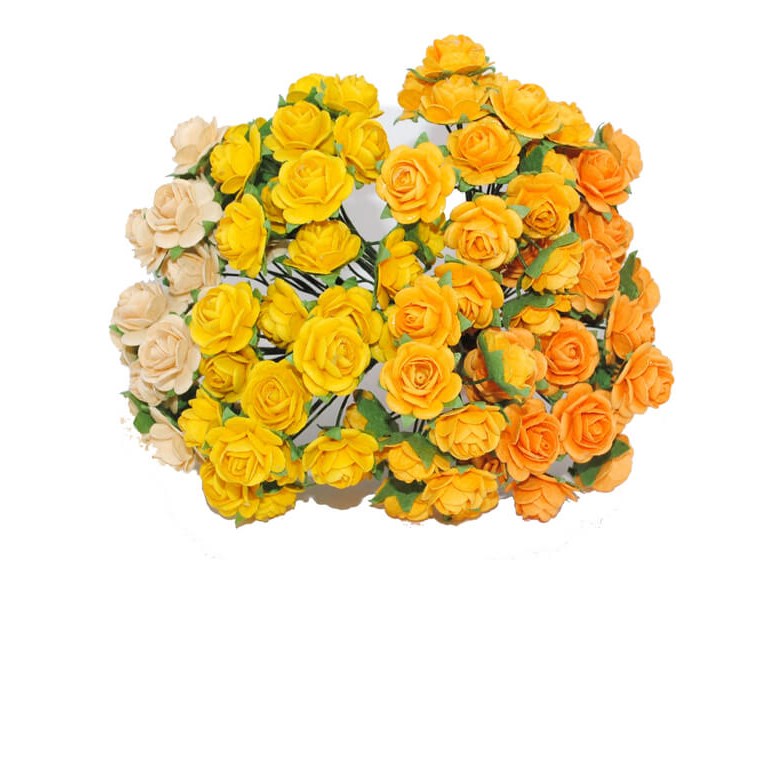 Pappersrosor - Mixade -  1cm - 100st - Gula