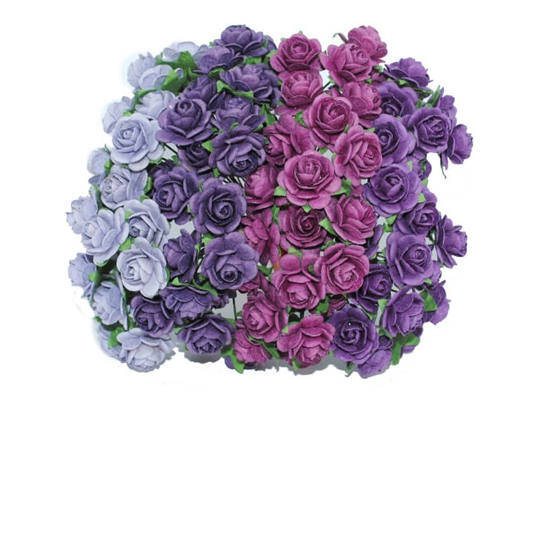 Pappersrosor - Mixade -  1cm - 100st - Lila