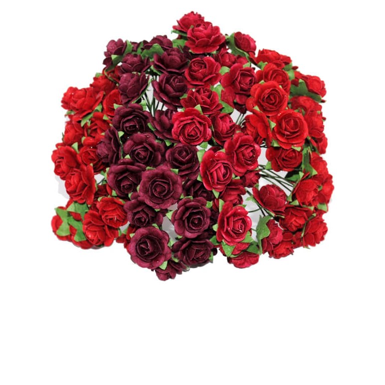 Pappersrosor - Mixade -  1cm - 100st - Röda