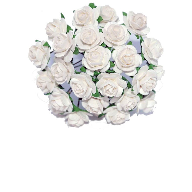 Pappersrosor - 1,5cm - 50st - Vita