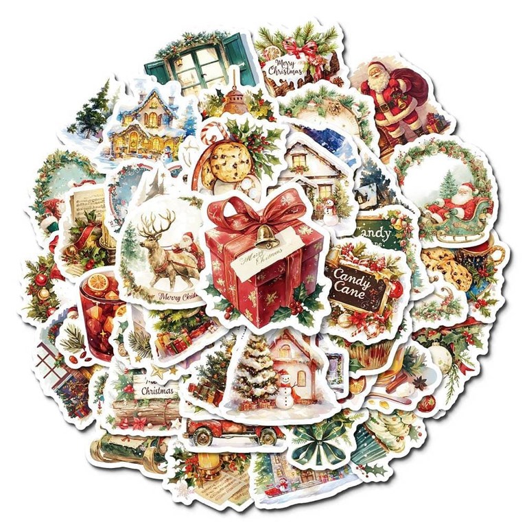 Stickers - Vintage julmotiv - 50st