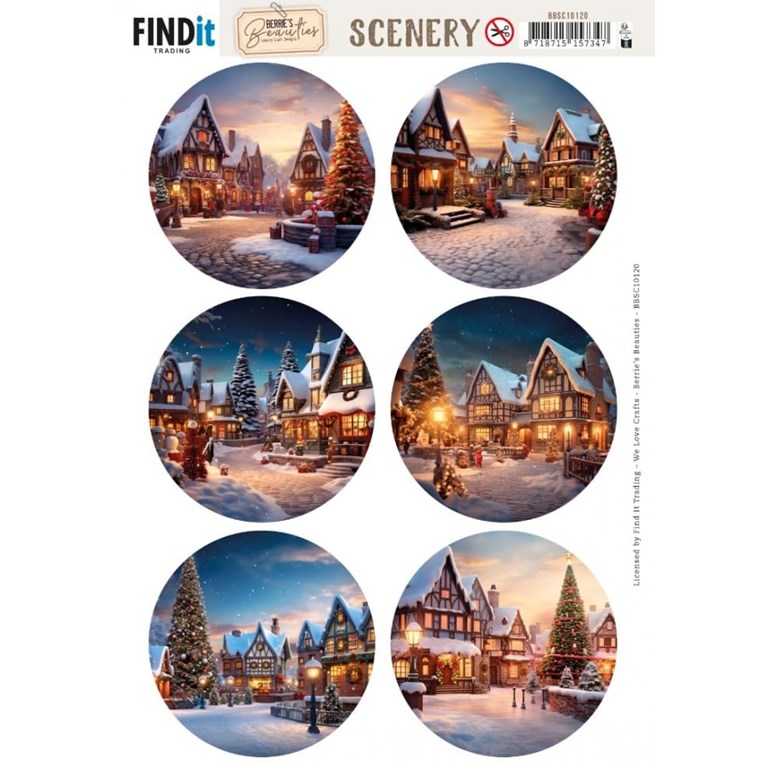 Push Out Scenery - Magical Winter Village - Round