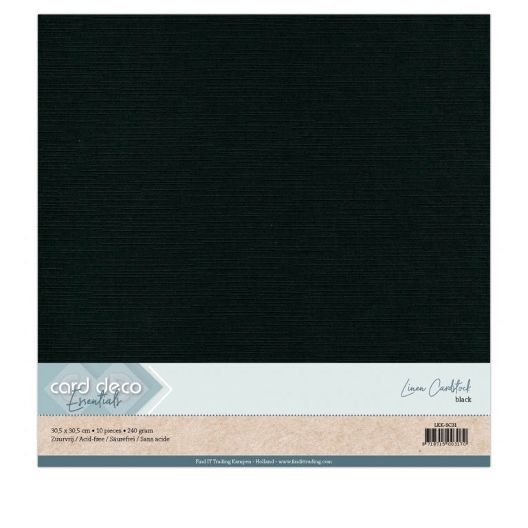 Cardstock - 30x30 cm - Svart - 10st