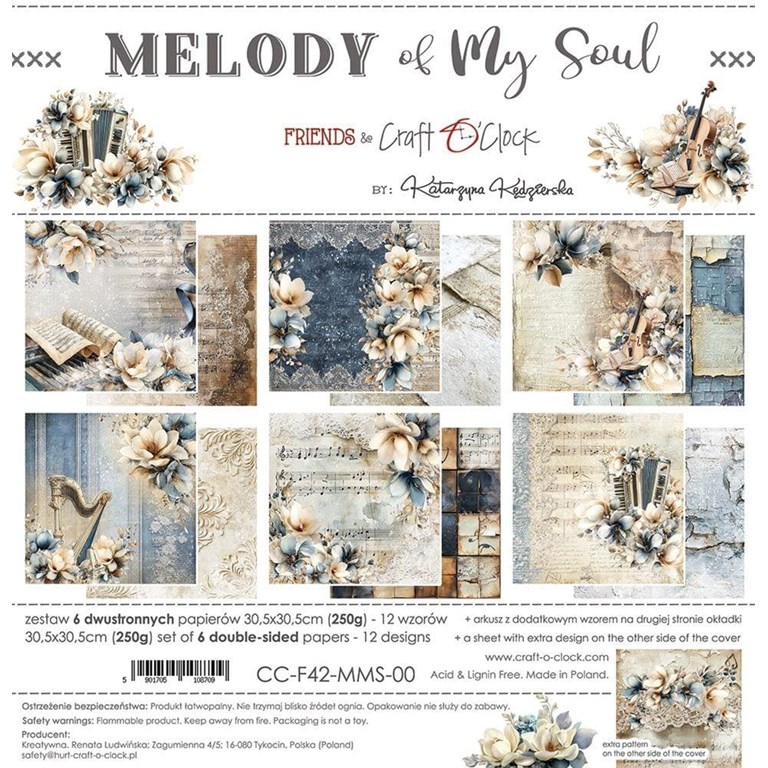Scrapbookingpapper - 30x30cm - Melody of My Soul