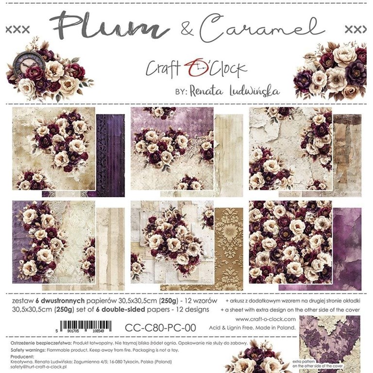 Scrapbookingpapper - 30x30cm - Plum & Caramel