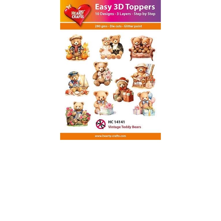 Easy 3D - Toppers - Glitter - Vintage Teddybears