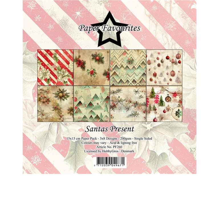 Scrapbookingpapper - 15x15cm - Santas Present
