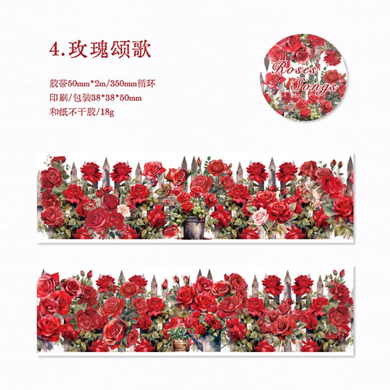 Dekortejp av papper - Rosrabatt - Rosrabatt - Röd