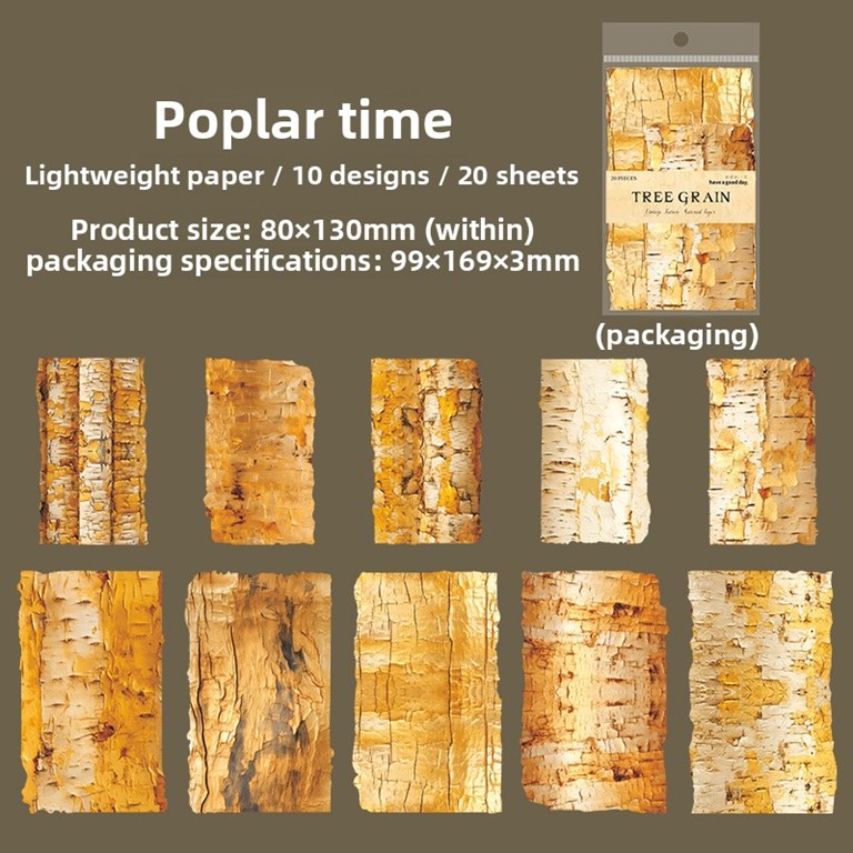 Ephemera - Trädstam - Bark - Gula toner