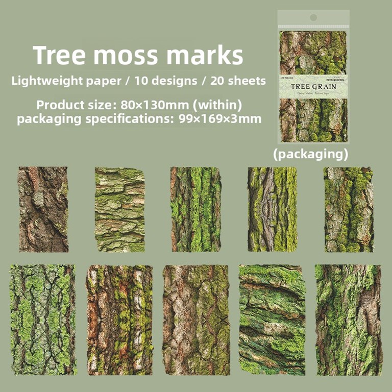 Ephemera - Trädstam - Bark - Gröna toner