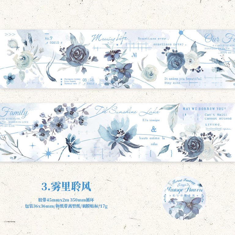 Dekortejp - Blomsterdröm - Blå