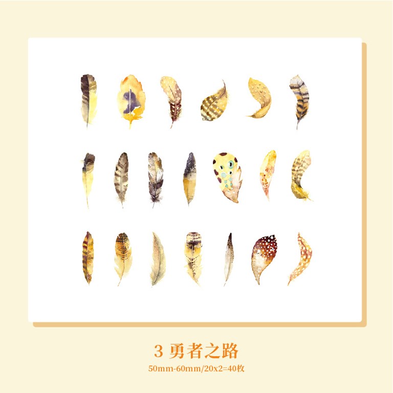 Stickers - Clear - Fjädrar - 40st - Gula