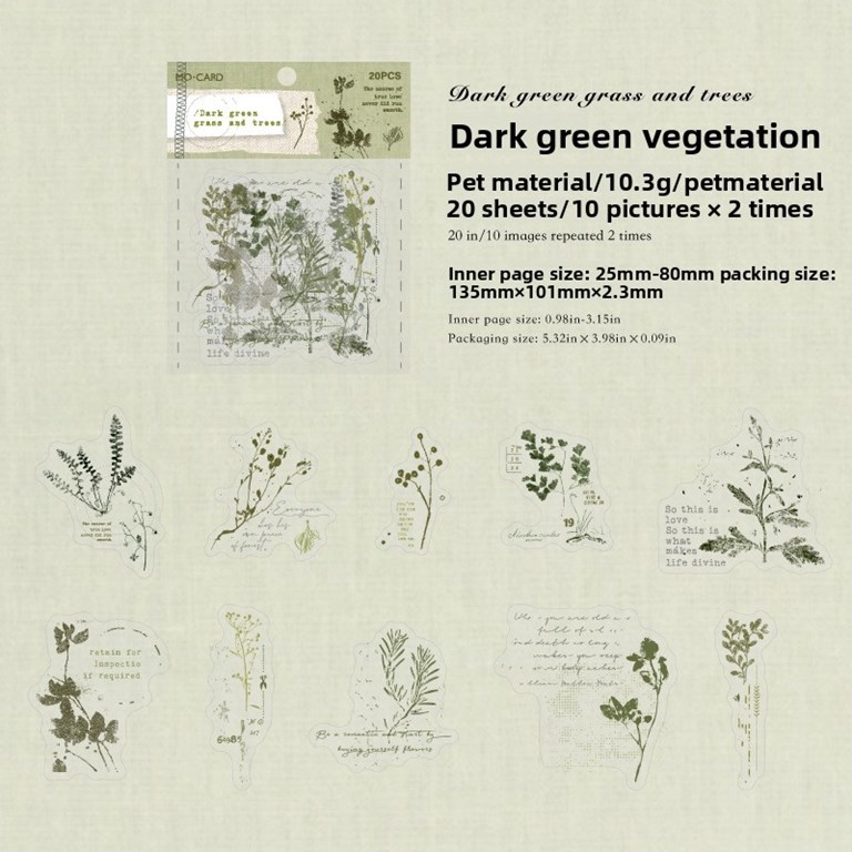 Stickers - Clear - Vintage - Gröna växter