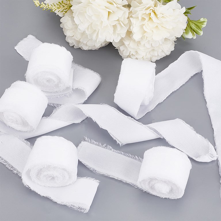 Satinband vintage 25mm - 5m - Vit