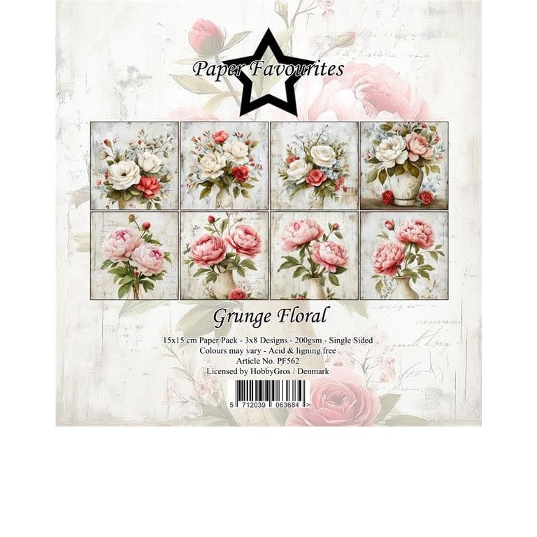 Scrapbookingpapper - 15x15cm - Grunge Floral