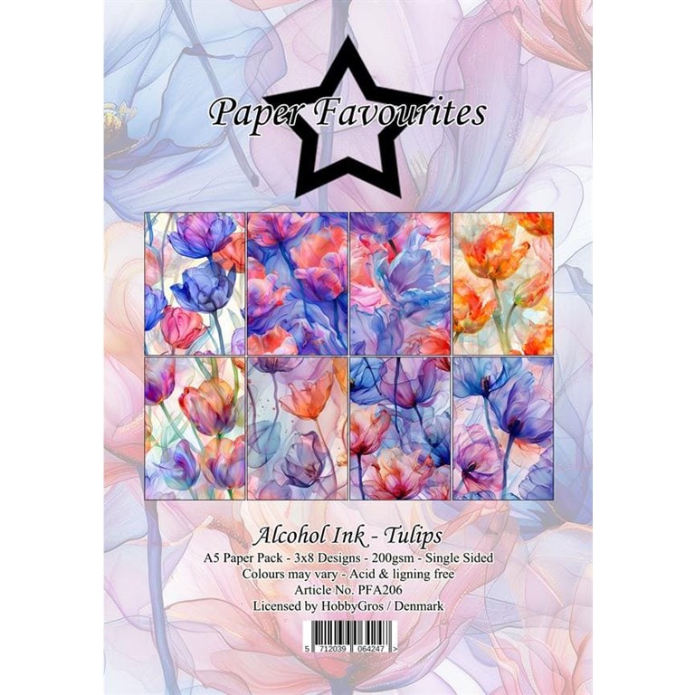 Scrapbookingpapper - A5 - Alcohol Ink - Tulips