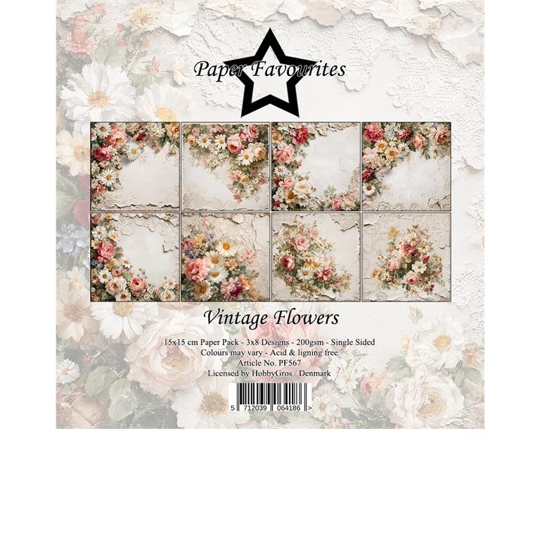 Scrapbookingpapper - 15x15cm - Vintage Flowers