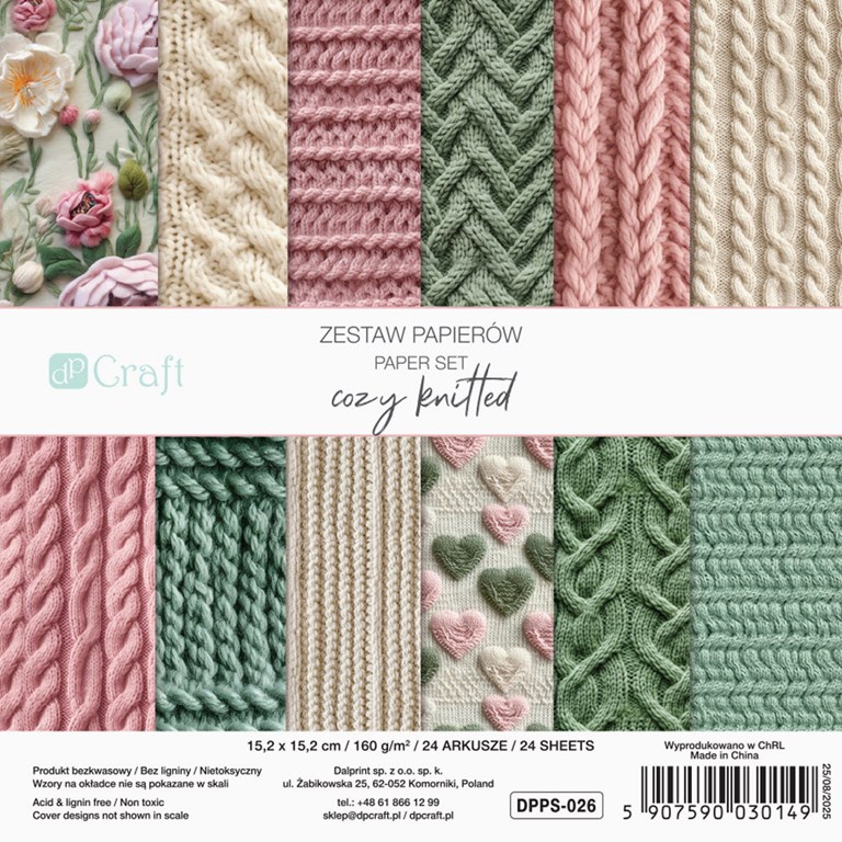 Scrapbookingpapper - 15x15cm - Cozy Knitted