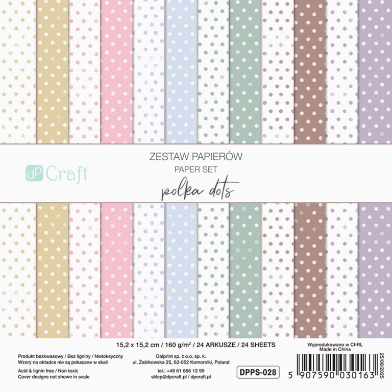 Scrapbookingpapper - 15x15cm - Polka Dots