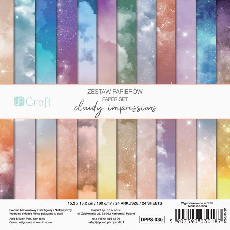 Scrapbookingpapper - 15x15cm - Cloudy Impressions