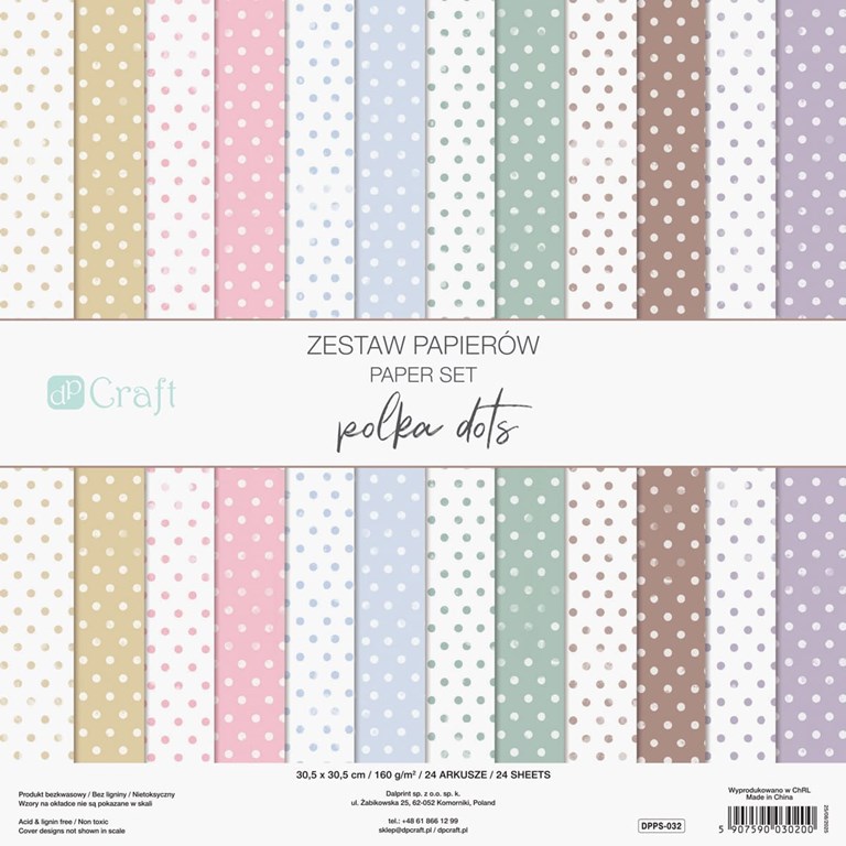Scrapbookingpapper - 30x30cm - Polka Dots