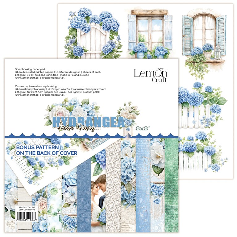 Scrapbookingpapper - 20x20cm - Hydrangea