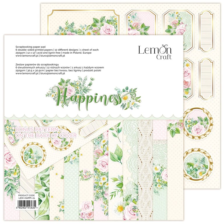 Scrapbookingpapper - 30x30cm - Happiness
