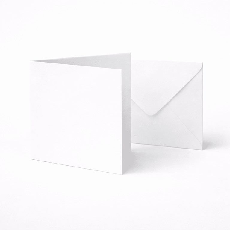 Kort & Kuvert - 20x20cm - Extra tjocka - Vita - 25st