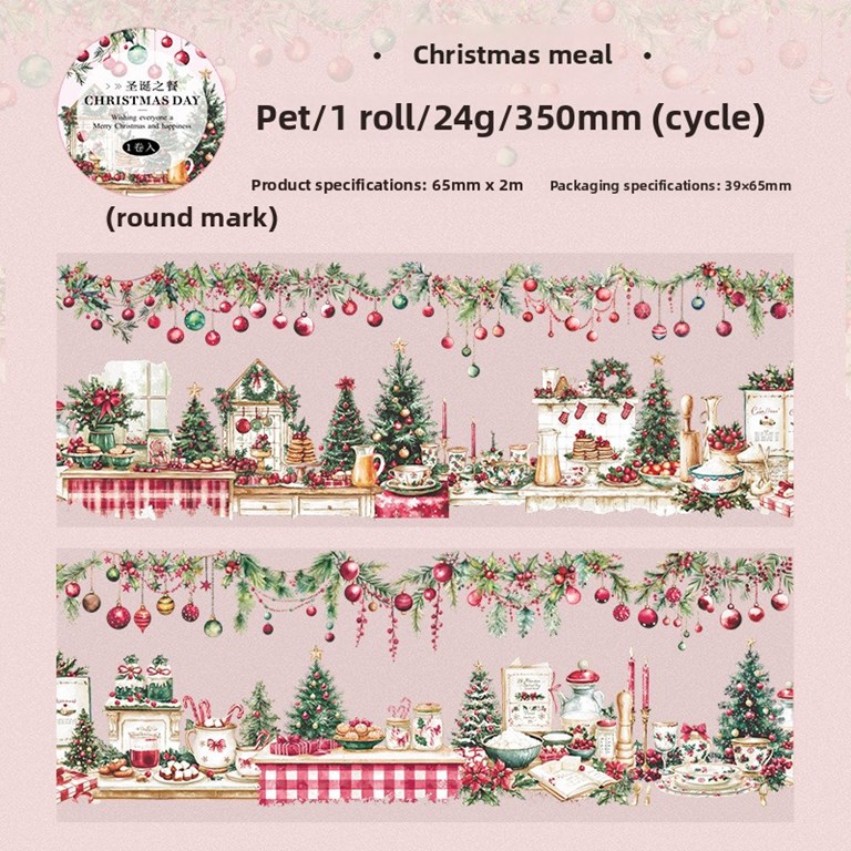 Stickers på rulle - Bård - Clear - Christmas Meal