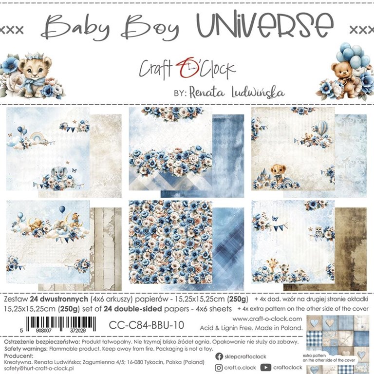 Paper pack - 15x15 cm - Baby Boy Universe