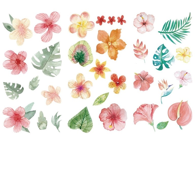 Stickers - Washi - 3st ark - Blommor & Monstera