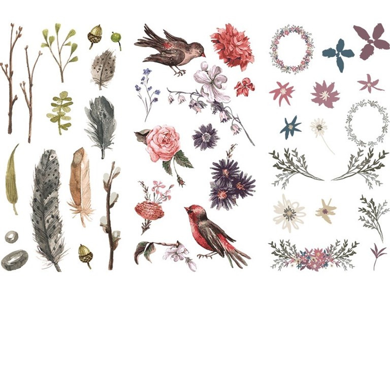 Stickers - Washi - 3st ark - Fåglar & Blommor