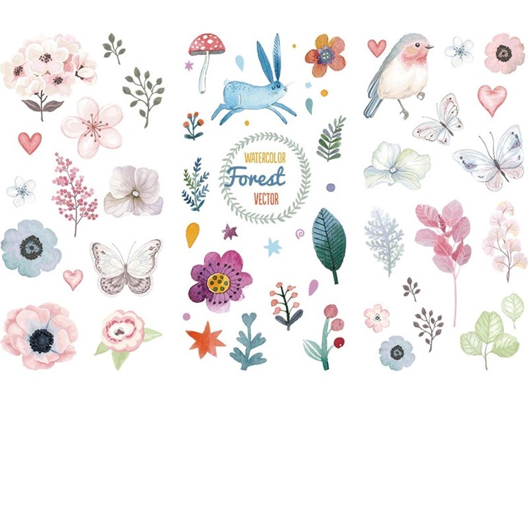 Stickers - Washi - 3st ark - Blommor & Fjärilar