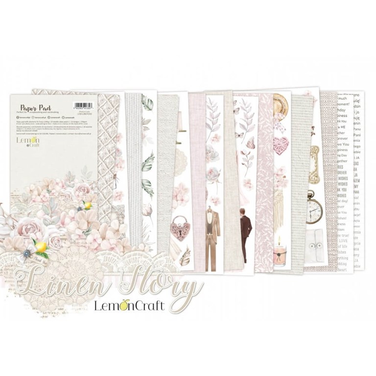 Scrapbookingpapper - 30x15cm - Linen Story