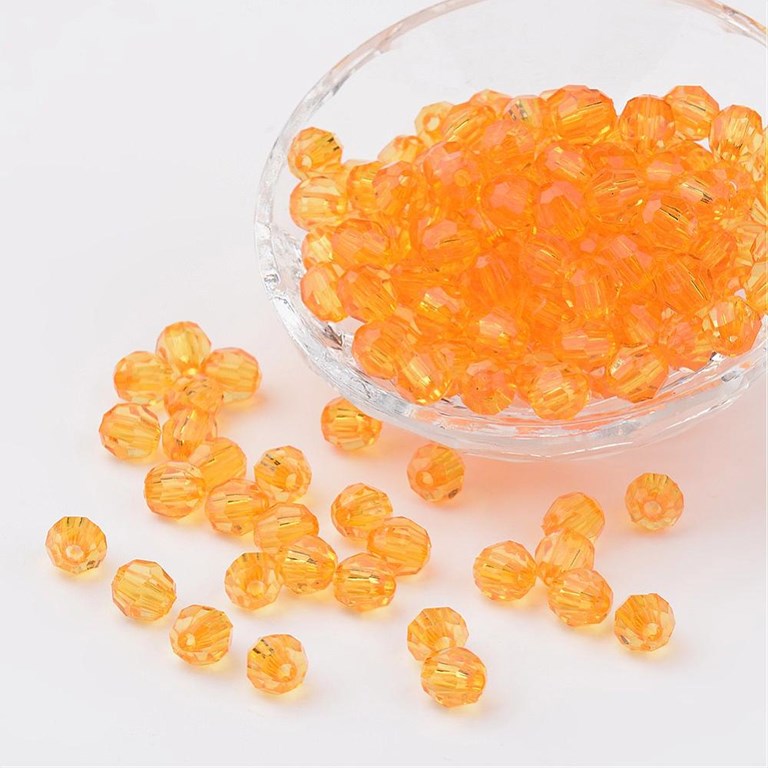 Akrylpärlor - Facett - 8mm - 200st - Orange