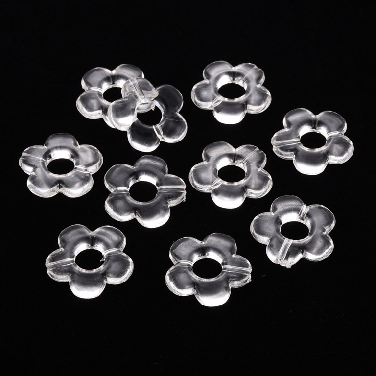 Akrylpärlor - Blomformade - 20mm - 50st - Klara