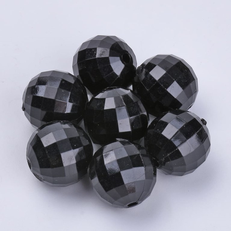 Akrylpärlor - Facett - 8mm - 200st - Svarta