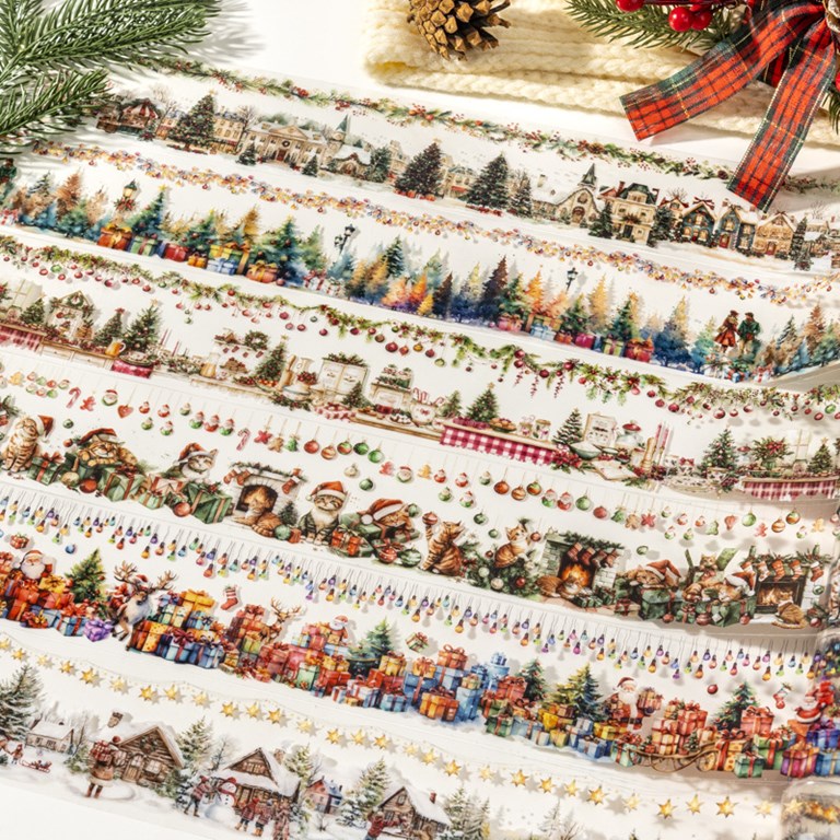 Paket med clear stickers på rulle - Julmotiv - 6 st rullar